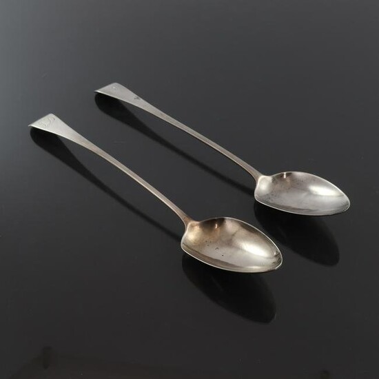 A pair of George III silver basting spoo