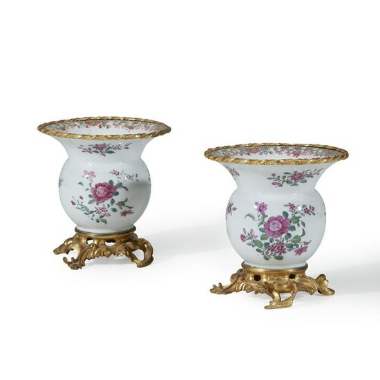 A pair of Louis XV gilt-bronze mounted Chinese export