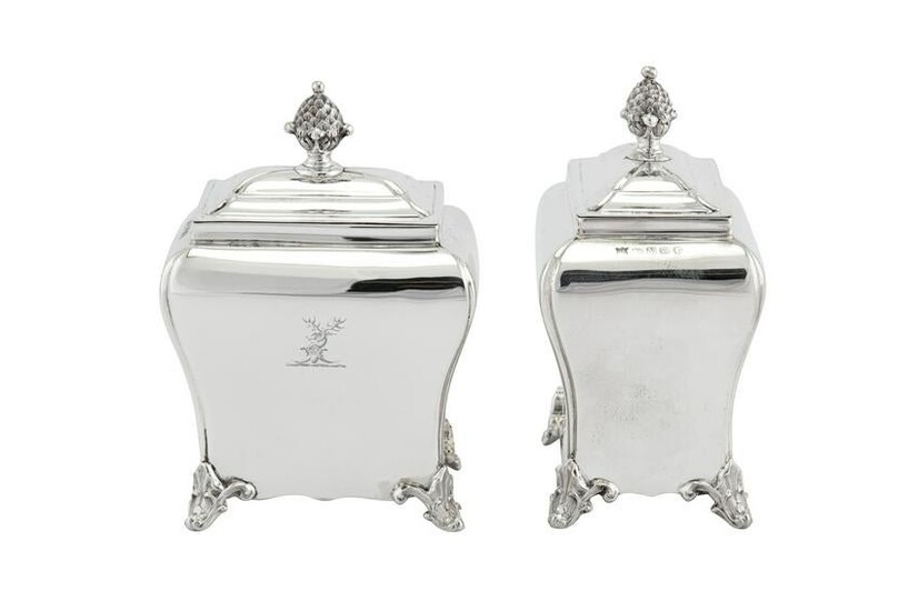 A pair of Victorian sterling silver tea caddies