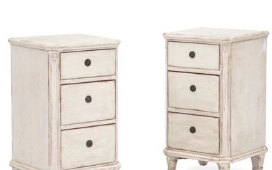 A pair of painted Swedish night tables. Gustavian style, partly 19th century....