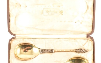 A pair of silver gilt apostle spoons