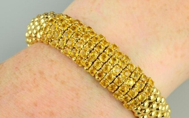 A pave-set citrine and bead bracelet, by
