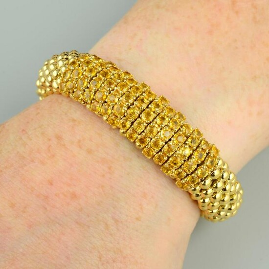 A pave-set citrine and bead bracelet, by