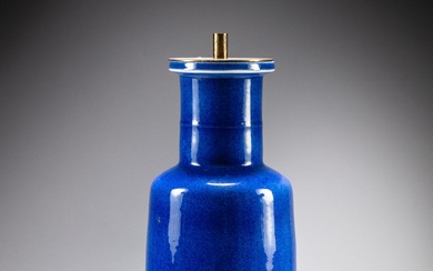 A powder-blue glazed rouleau vase, Qing dynasty, Kangxi period |...
