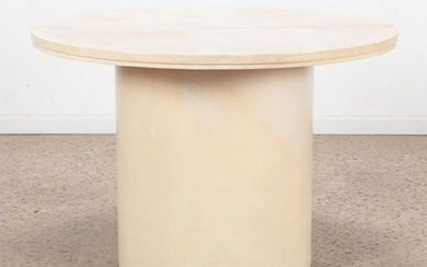 A round parchment covered center table C 1960 in the manner of Samuel Marx. Ht: 29.5" Dia: 43.5"