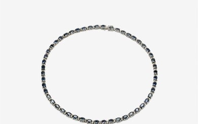A sapphire and diamond rivière necklace Late 20th...