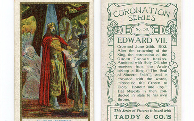 A set of 30 Taddy 'Coronation Series' cigarette cards circa 1902.