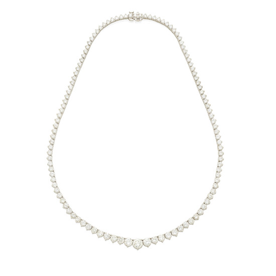 A white gold and diamond rivière necklace