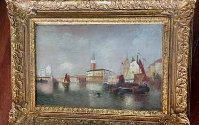AFTER THOMAS MORAN (1837 - 1926) OIL PAINTING VIEW ON THE GRAND CANAL, 19c 19th century oil