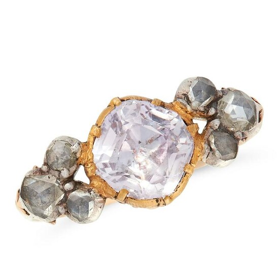 AN ANTIQUE AMETHYST AND DIAMOND RING, EARLY 19TH