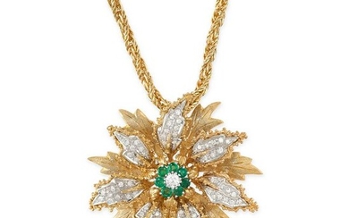 AN EMERALD AND DIAMOND PENDANT NECKLACE the pendant