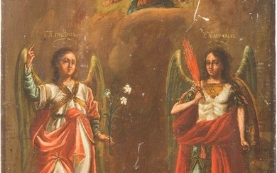 AN ICON SHOWING THE ARCHANGELS MICHAEL AND GABRIEL
