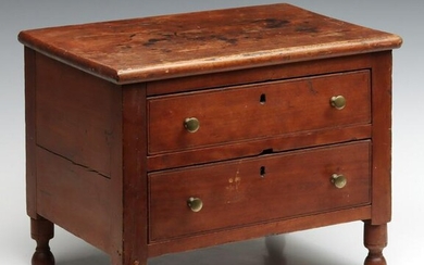 AN UNUSUAL 19TH C. AMERICAN CHERRY TWO DRAWER CASE