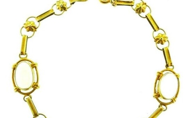 ANTIQUE 14k Yellow Gold & Moonstone Bracelet