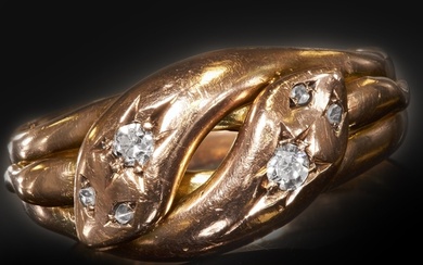 ANTIQUE DIAMOND DOUBLE SNAKE GOLD RING, Diamonds bright and ...