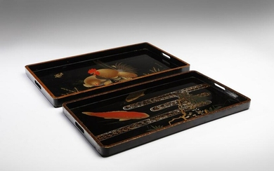 ARTE GIAPPONESE Two lacquered trays decorated with