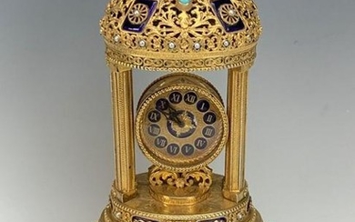AUSTRIAN STERLING SILVER AND ENAMEL MUSICAL CLOCK