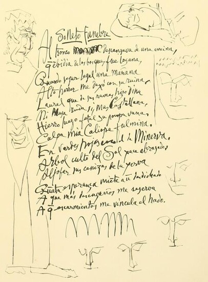 After Picasso, 'Soneto Funebre' poem with