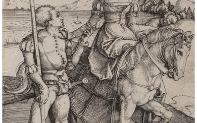 Albrecht Dürer (1471-1528), Lady on horseback and the lansquenet (circa 1497)