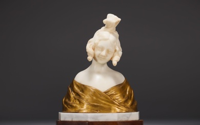 Alphonse Henri NELSON (1854-1919) Elegant bust in marble and gilt...
