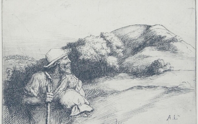 Alphonse Legros RE, British/French 1837-1911- Retour de champs; etching, signed with initials within the plate, bears oval stamp for Bliss, 15x20cm: together with Les Marchandes d'oeufs, [Legros catalogue no. 278], etching, signed in pencil...