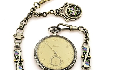 Alpina pocket watch with enamel chain