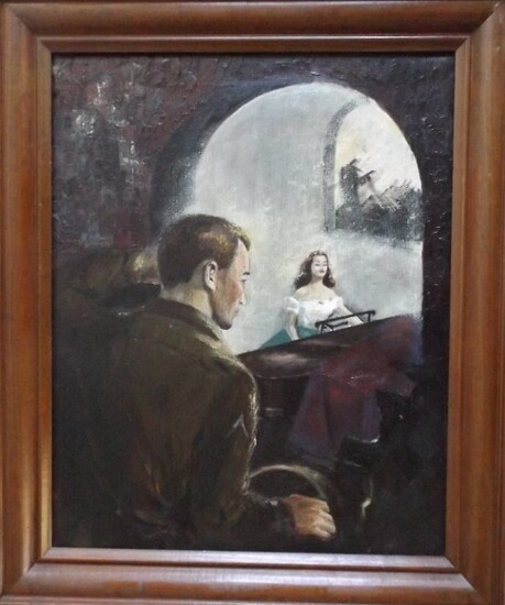 American GI Soldier 1940s Art Noir Style Oil Painting
