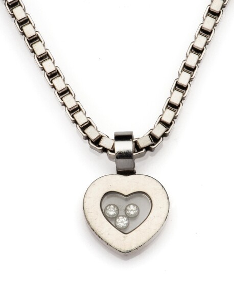 An 18k white gold diamond necklace with pendant, by Chopard