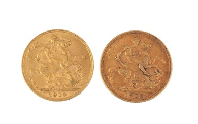 An Edward VII sovereign, 1908, and another, 1910. (2)An Edward...