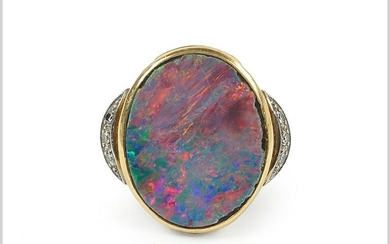 An Opal & Diamond Ring.