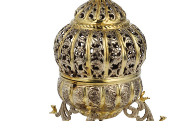 An Ottoman coral-set parcel-gilt silver incense burner Turkey, 18th/ 19th...