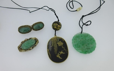 An antique Japanese damascene work pendant together