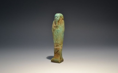 Ancient Egypt, Late Period Faience Shabti With Hieroglyphs