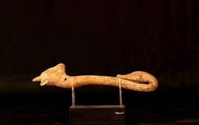 Ancient Egypt, Ptolemaic Wood stick with zoomorphic heads, 30 cm