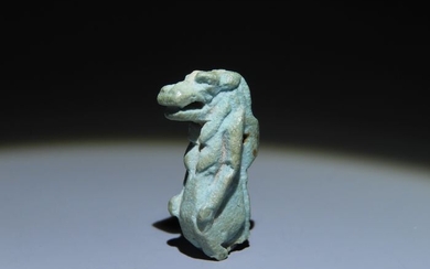 Ancient Egyptian Faience Amulet of the Goddess Tawaret (Toeris). H: 25 mm. Very fine sculpture