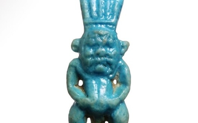 Ancient Egyptian Faience Bes Amulet