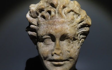 Ancient Roman Marble Nice head of a satyr or faun. 1st - 2nd century AD. 28 cm H. Spanish Export License