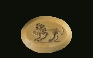 Ancient Roman Stone Intaglio with Lion - 12.3×16.5×3.8 mm