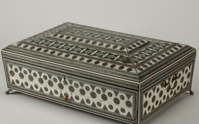 Anglo-Indian 19th Century Style Inlaid Sewing Box with