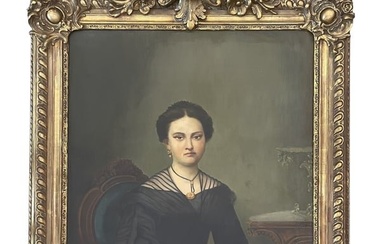 Antique 19th Century Lady Portrait Painting