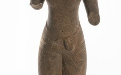 Antique Baphuon Style Mounted Khmer Sandstone Vishnu