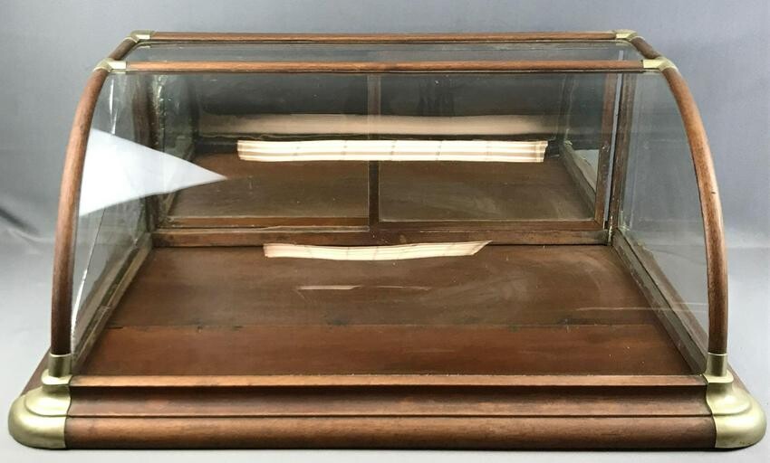 Antique Display Case w/ Curved Glass Front