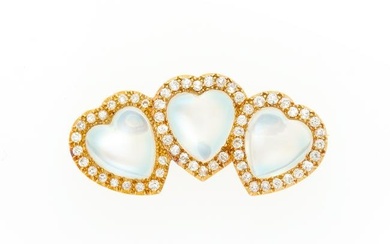 Antique Gold, Moonstone and Diamond Brooch