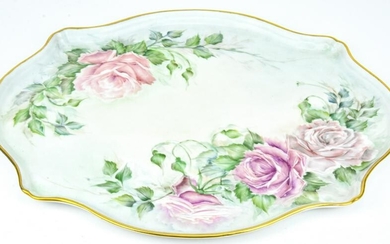 Antique Hand Painted Limoges Type Porcelain Tray