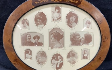 Antique Portraits In Marquetry Frame