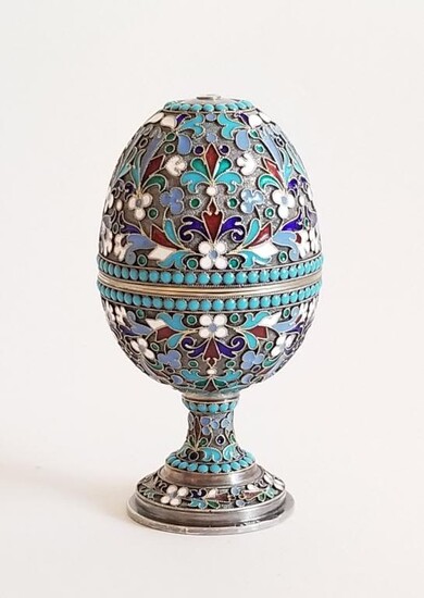 Antique Russian Silver Enamel Egg