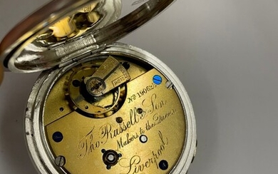 Antique montre de poche Thomas Russell en argent tic-tac mais vendue sans garanties