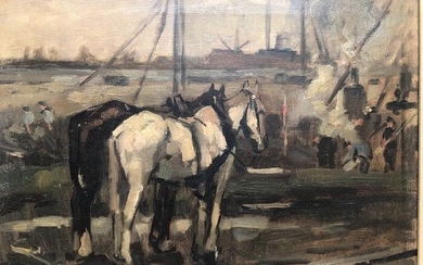 Aris Knikker (W Markenstein) (1895-1939) - Werkpaarden in de haven