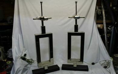 Art Deco Lamps ,Hi-polish Nickel pair