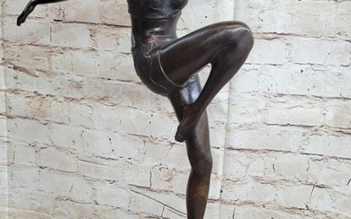 Art Deco Phoenician Dancing Lady Bronze Sculpture - 22" x 13"